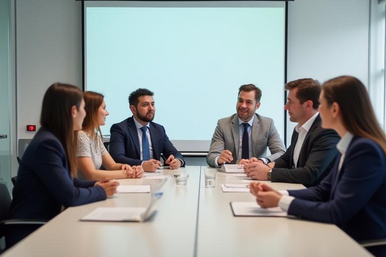 Business professionals in a corporate training session